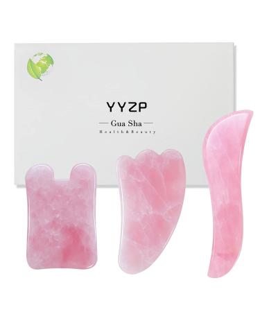 100% Natural Gua Sha Set - Pink Rose Quartz Facial Care (3 PCs) for Anti-Aging & Wrinkle Reduction - Buy Online on GoSupps.com