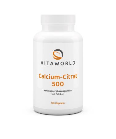 Vitaworld calcium-citrate 500 mg 513 mg pure calcium per daily consumption tricalalcium citrate with high bioavailability vegan 120 capsules