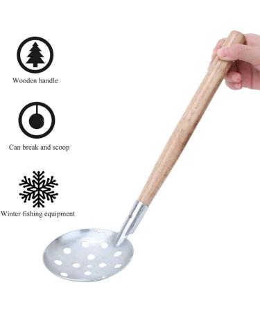 Alomejor 2 Pcs Ice Fishing Scoop Scoop Skimmer Ice Slush Scoop with Wood Handle Winter Outdoor Fishing Shovel Ice Tools Metal Wood Design - Buy Online on GoSupps.com