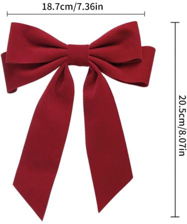 Bowknot Hair Clip Velvet Hair Bow Clips Large Satin Ribbon Bow Hairpins Bow Hair Barrette for Party Hair Accessories Red - Buy Online on GoSupps.com