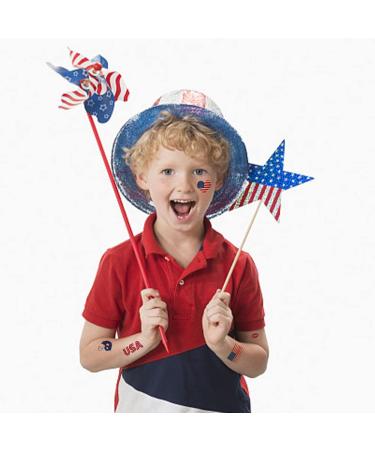 Hying Patriotic Temporary Tattoos - 10PCS American Flag 4th of July Design for Kids and Adults | Labor Day Decoration Party Supplies | Washable and Non-Toxic Patriotic Stickers - Buy Online on GoSupps.com