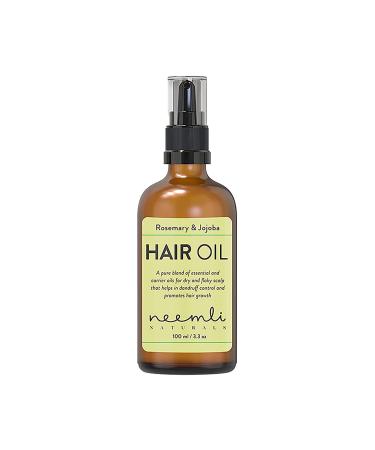 Neemli Naturals Rosemary & Jojoba Hair Oil Anti Dandruff Hair Oil Promotes Hair Growth 100% Natural Skin Moisturizer Hair and Nails Growth 100ml (Pack of 1)