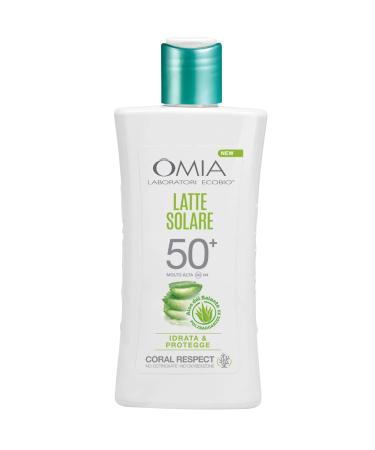 Omia, Latte Solare Protection SPF50+ Face and Body with Aloe Vera from Salento, Protection Solare Molto Alta, Per Pelli Molto Chiare and Sensibili al Sole, Dermatologicamente Testato, Flacone da 200 ml