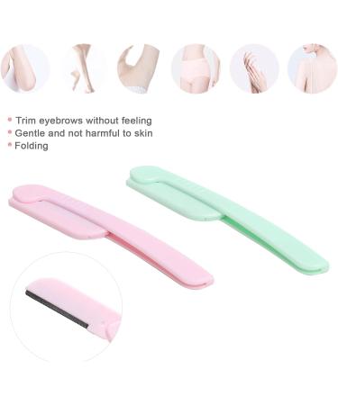 Syh & Aqye Manual Eyebrow Cutter - 2 Facial Razors for Men & Women | Lint-Free Shaving for Face Lips & Eyebrows (Pink & Green) - Buy Online on GoSupps.com