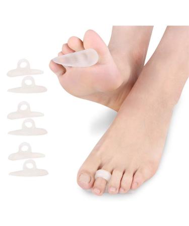 CAREOR 6 Pieces Hammer Toe Cushion - Hammer Toe Gel Pads Corrector & Straightener for Curled Curved Claw & Mallet Toe Relief - Right & Left Gel Support Crest Cushion (White)