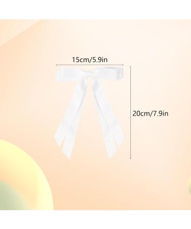 2 Pack White Hair Bows for Women Bow Hair Clips French Barrette with Long Silky Satin Hair Ribbons for Women Girls(White) - Buy Online on GoSupps.com