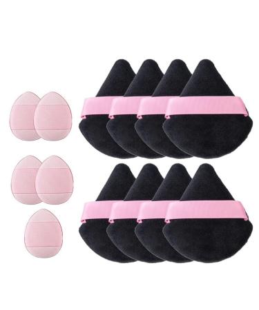 13 powder with black triangle pink finger powder puff set for everyday use makeup setting SHE103-13black