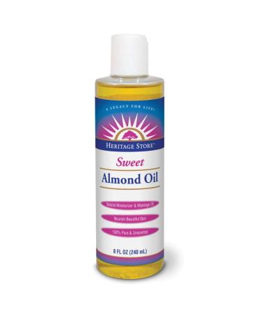 HERITAGE STORE Sweet Almond Oil with Vitamin E Unscented (Btl-Plastic) | 8oz