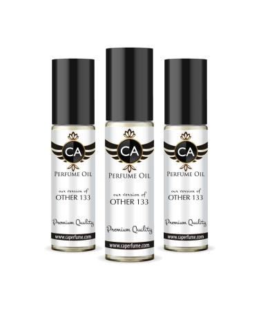 CA Perfume Impression of Other 133 For Women & Men Replica Fragrance Body Oil Dupes Alcohol-Free Essential Aromatherapy Sample Travel Size Concentrated Long Lasting Attar Roll-On 0.3 Fl Oz-X3
