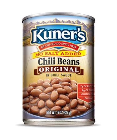 Kuner's  Canned Chili Beans (12 Pack), No Salt Added, Vegan, Non-GMO, Natural Gluten-Free Pinto Bean, Sourced and Packaged in the USA, 15 Ounce Can