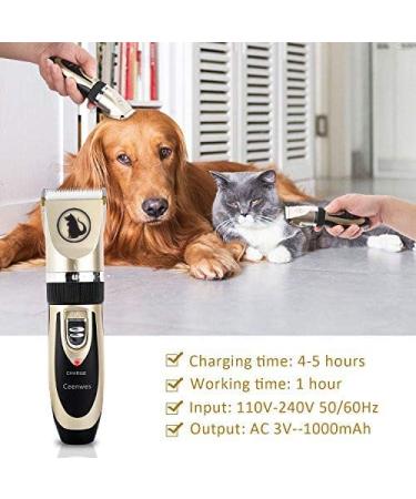 Ceenwes Rechargeable Pet Clippers with Storage Case | Low Noise Professional Dog Grooming Tool | Cordless Trimmer with Comb Guides and Scissors for Dogs, Cats & More | Gold - Buy Online on GoSupps.com
