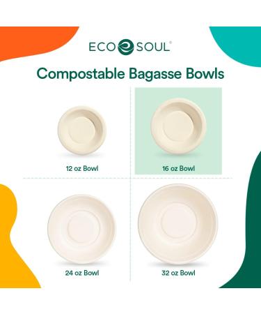 ECO SOUL 100% Compostable 16 Oz Soup Bowls 100-Pack - Biodegradable & Eco-Friendly Disposable Bowls - Buy Online on GoSupps.com