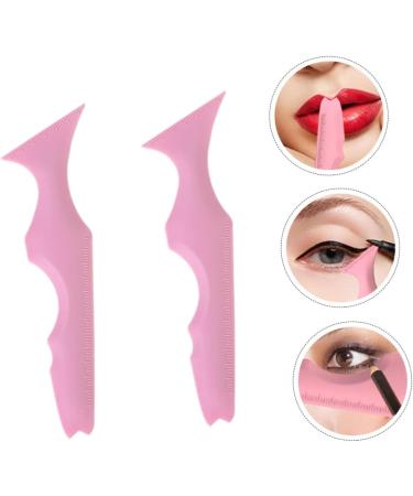 PLAFOPE Silicone Eyeliner Stencil 2pcs Silicone Beauty Ruler Eyelash Spoolies Face Cream Applicator Eyebrow Template With Wings 15.00X4.15X0.50CM Pink-1 - Buy Online on GoSupps.com