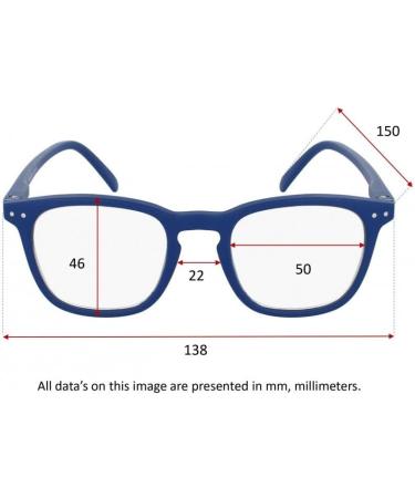 Silac Reading Glasses Unisex - Rectangular +3.00 Diopter - Light Durable & Comfortable - Blue Rubber 7501 for Men & Women - Buy Online on GoSupps.com