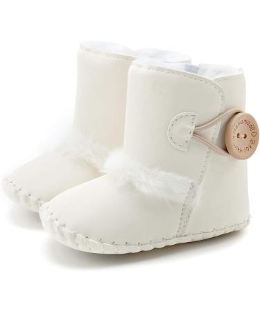 Sonsage Infant Baby Snow Boots | Anti-Skid Sole Ankle Booties | Winter Warm Crib Shoes | 12-18 Months | White - Buy Online on GoSupps.com