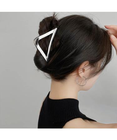 Sleek Silver Metal Claw Clip for Thick Hair - Geometric Design | Elegant Hair Styling Accessory for Women - Buy Online on GoSupps.com