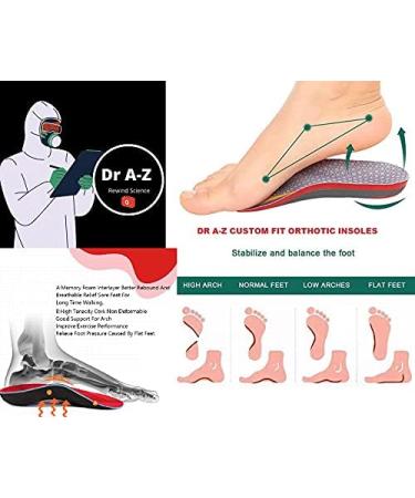 Dr A-Z Memory Foam Orthotic Shoe Inserts - Arch Support & Height Increase for Women and Men - Relieve Feet Fatigue - S/M/L (1 Pair) - Buy Online on GoSupps.com