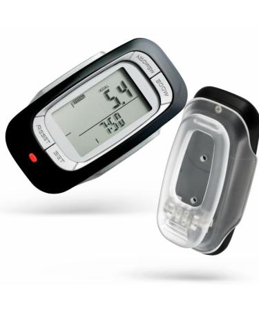 Jinlaili 3D pedometer simple pedometer fitness tracker with a large LCD display clip and lanyard without app and cell phone for pursuing steps miles/km calories and activity time