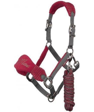 LeMieux Vogue Fleece Headcollar & Leadrope Halter - Cob Burgundy/Navy | International Shipping - Buy Online on GoSupps.com