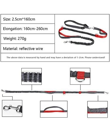 Achort Hands-Free Dog Leash & Waist Belt with Bungee - Reflective Adjustable for Dogs Up to 110 kg - Perfect for Running & Jogging (Red) - Buy Online on GoSupps.com