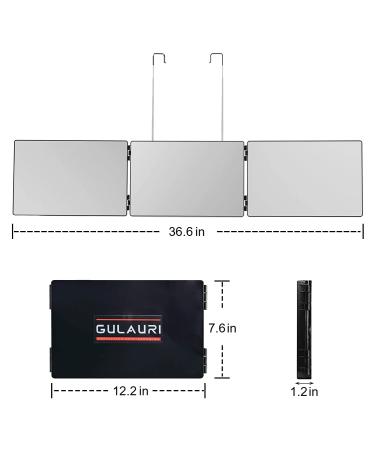 GULAURI 3 Way Hair Cutting Mirror - Portable Trifold Mirror for Self Haircut and Styling | Adjustable Telescoping Hooks | Perfect for Shaving Head and Neckline at Home | Travel Friendly - Black - Buy Online on GoSupps.com