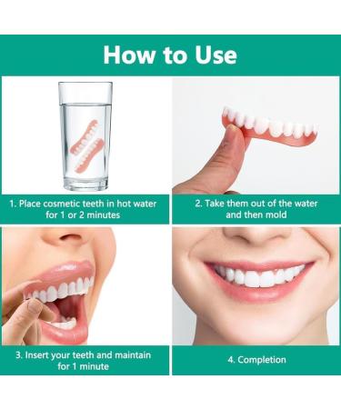 Brigtviee 2 Pairs False Teeth with Clipin Veneers Temporary Smile Fake Teeth Veneers Whitening Cosmetic Lower and Upper Dentures for Men and Women - Buy Online on GoSupps.com