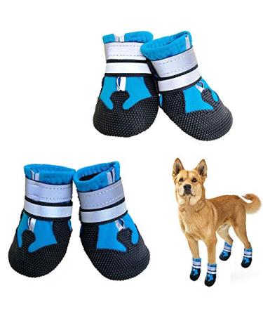Neuwee Dog shoes 4-Set Waterproof dog shoes Anti-slip dog depth with reflective straps rain shoes dog boots Paw protection for small medium-sized large dogs (m blue) m blue - Buy Online on GoSupps.com
