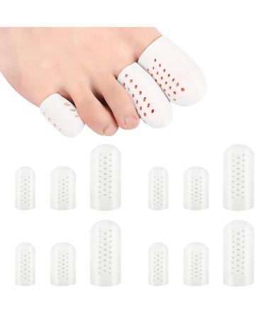 iTGOOS 12 PCS Gel Toe Caps Breathable Toe Protectors Sleeve for Running Silicone Toe Protector Cover Caps Gel Big Toe Protector for Protection of Ingrown Toenails Corns Calluses Blisters