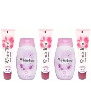 White Tone Face Powder 70g X 2 & Soft and Smooth Face Cream 25g X 3 (5 Items in the set)