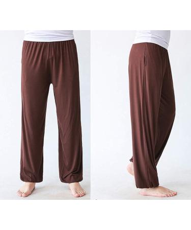 AvaCostume Men's Lightweight Modal Yoga Harem Pants - Coffee | Elastic Waist, Loose Fit, Pocket | Large - Buy Online on GoSupps.com