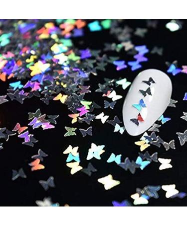 12 Colors Butterfly Glitter Nail Sequins - Colorful 3D Nail Art Flakes for Manicure and DIY Decoration - Buy Online on GoSupps.com