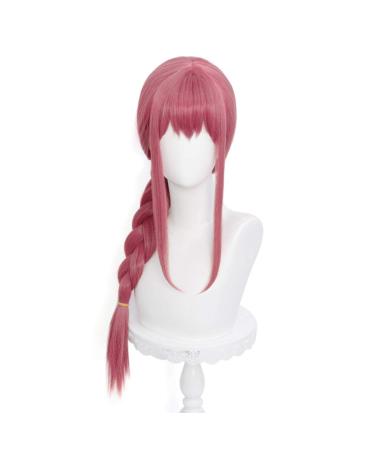 Long Pink Braids Wig for Makima Cosplay - Anime Braided Wig with Bangs for Chainsaw Man Halloween Party + Free Cap - Buy Online on GoSupps.com