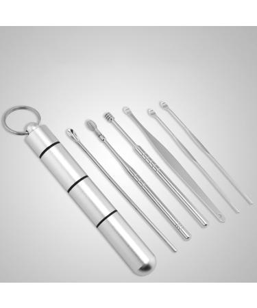 6pcs Earwax Removal Kit with Spring Earpick Stainless Steel Ear Curette Ear Wax Remover Tool with Storage Bin