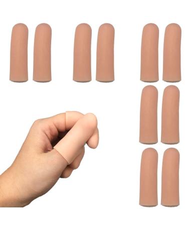 Gel Finger Protectors Finger Caps Silicone Fingertips Protection - Finger Cots Great for Trigger Finger, Finger Arthritis, Finger Cracking and Other Finger Pain Relief (Nude, Small)