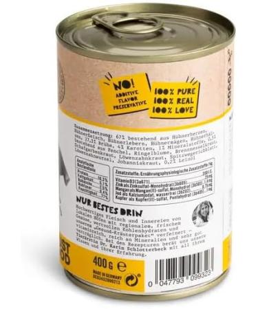 Dogs'n Tiger Adult Dog Food Wet Dog Food Animal-Friendly Recipe with 67% Chicken Meat Flaxseed Oil and Herbs - Sugar and Flavour Free 6 Cans - Buy Online on GoSupps.com