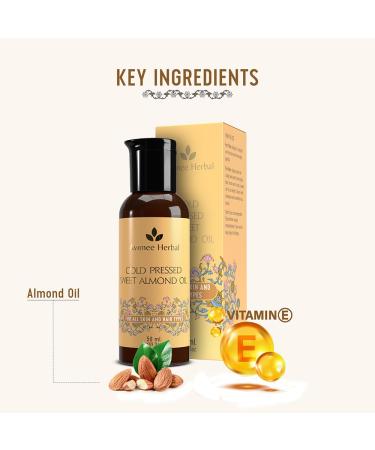 AVIMEE HERBAL Sweet Almond Oil - Pure Cold Pressed Hair Strengthening Oil | 50 ML | Fights Split Ends & Enriched with Vitamin E Mineral Oil Free - Buy Online on GoSupps.com