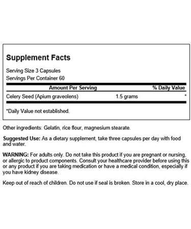 Swanson Premium Celery Seed Max Strength Antioxidant Support 500mg 180 Capsules (3 Pack) - Buy Online on GoSupps.com