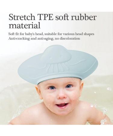 Adjustable Silicone Baby Shower Cap for Infants to Kids (6mo-12yrs) - Haze Blue Jellyfish Design - Buy Online on GoSupps.com