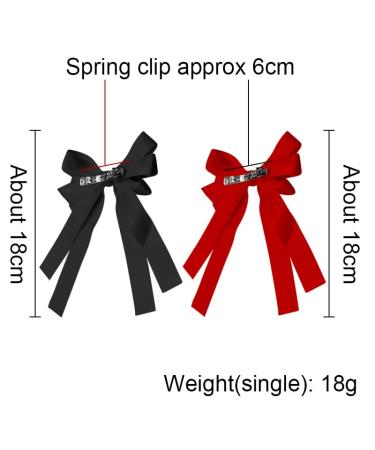 Red and Black Bow Hair Clips Set for Women and Girls - 2pcs Ribbon Hair Bows Barrettes and Hairpins - Buy Online on GoSupps.com