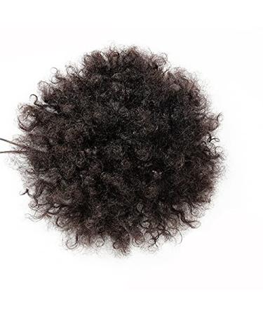 Inch Short Afro Puff Drawstring Ponytail Human Hair Curly Clip In Extensions Hair Bun Hair Natural Color 6 Inch 1Pcs