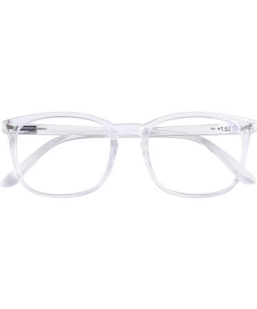 DOOViC Blue Light Filter Reading Glasses | Square Frame Large Lenses | Prescription Strength 024 Transparent 3.0x - Shop Internationally - Buy Online on GoSupps.com