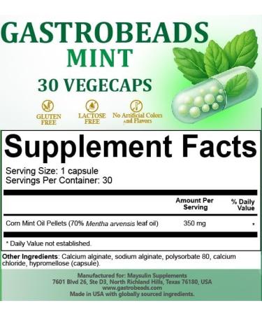 GASTROBEADS Mint Digestive Support Supplement 30 Vegecaps Mint Oil for Bloating and Gas Relief - Buy Online on GoSupps.com