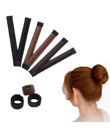 MYEAST 3-Piece Women's Hair Bun Maker Kids Ballerina Bun Shaper French Donut Hair Fold Wrap Snap(1 Light Brown-1 brown-1 black)