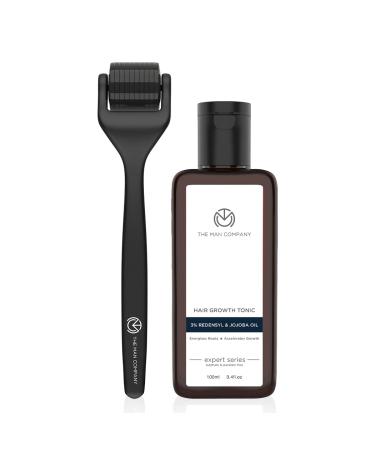 The Man Company Hair Accelerator Duo Derma Roller + Hair Growth Tonic Activates Scalp & Follicles Increases Absorption Accelerates Hair Growth Stronger Thicker & Fuller Hair 2 Piece Set White