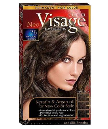 Elea Face Hair Fashion Permanent Hair Colour 26 Natural Brown Permanent Hair Colour Cream with Keratin and Argan Oil