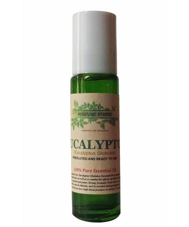 Eucalyptus Roll On - Therapeutic Grade 100% Pure Eucalyptus Essential Oil. Prediluted and Ready to Use - in a 11ml Green Glass Roller Bottle (Eucalyptus Globules)