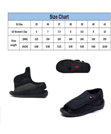 ZGDG Diabetic Slippers Women Arthritis Wide Width Sandals Adjustable Strap | Size 6-10 (9 Wide) Black - Buy Online on GoSupps.com