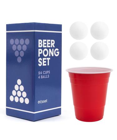 BayView Beer Pong Set Complete | 24 Cups & 4 Balls | America's #1 Drinking Game, Reusable