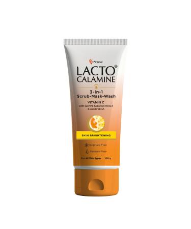 Lact'o Calamin'e 3-in-1 Vitamin C Face Scrub-Mask-Wash for Skin Brightening Effect | 100ml x 1 | Multi-action Vitamin C Face Wash Face Scrub Face Mask.