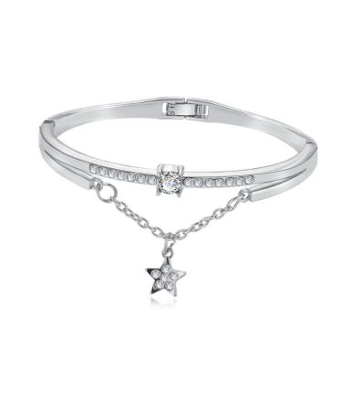 Minkissy star-jewelry bracelet women's bracelet sun and moon bracelet crystal pearl bracelet gemstone bracelet bracelet for women Miss Celebrity Silver 19.5*1.2cm